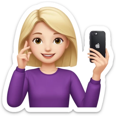 Girl taking selfie, different pose and outfit sticker