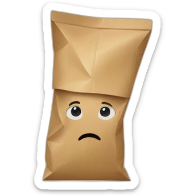 a person covering their head with a paper bag sticker