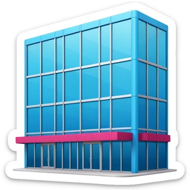 The building houses the Ozon order pickup point in its signature blue (digital blue) and raspberry colors. sticker