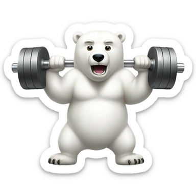 A mad polar bear lifting weights sticker