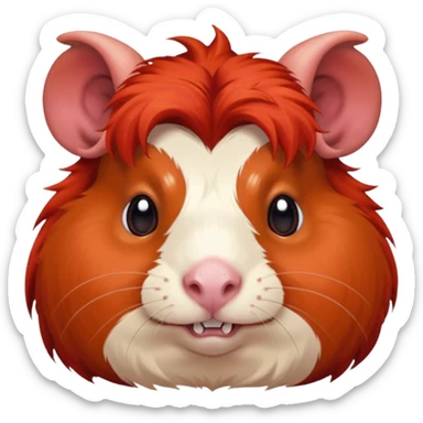 all body red demon guinea pig with curled horns sticker