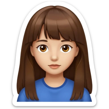 eu quero uma menina de franja e cabelo comprido cabelo castanho e franja  sticker