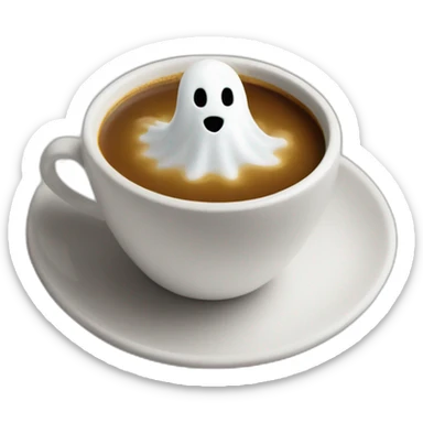 Ghost sitting in a cup of coffee sticker