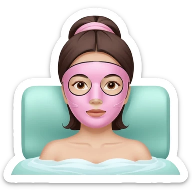 Lady with pastel pink face mask spa beauty full face relaxing sticker