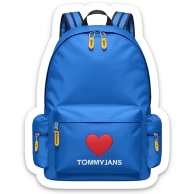 blue backpack with tommyjeans logo sticker
