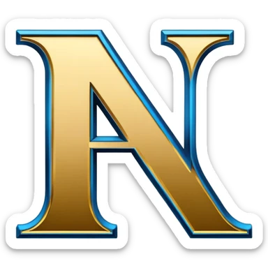 Bold Black-Blue-White-Gold Font Letter “N” sticker