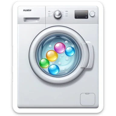 washing machine with soap bubbles inside sticker
