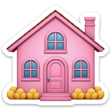 Pretty pink cartoon house a little more realistic like an emoji style  sticker
