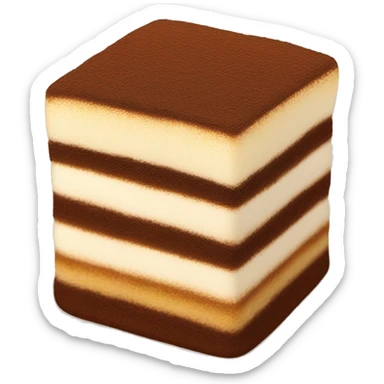 a perfectly square tiramisu, with only cocoa dusting on top, not on a plate.  sticker