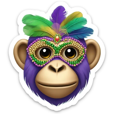 Monkey in Mardi Gras mask sticker