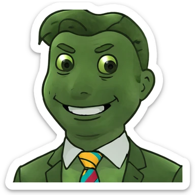 Rick Astley smiling a little bit at something funny but with only front teeth out sticker