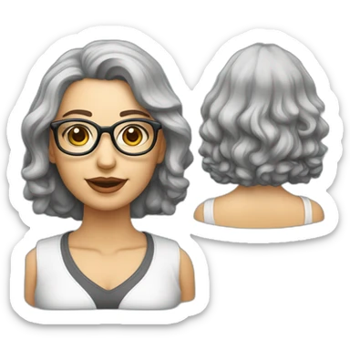 Profesora gordita pelo gris ondulado ondulado y gafas r9sas sticker