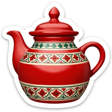 tajin marroqui, hecho de ceramica con motivos rojos arabes sticker