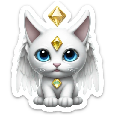 Diamond Omni-Cat God with wings and a ring around its body  sticker