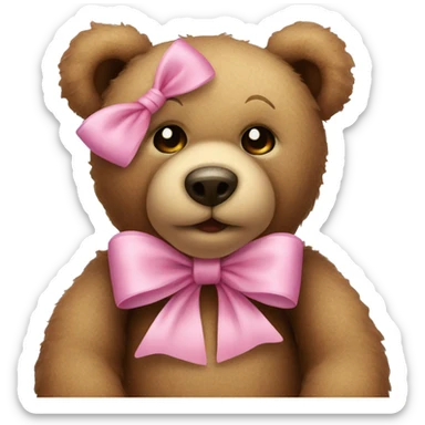 Teddy bear with a pink bow  sticker