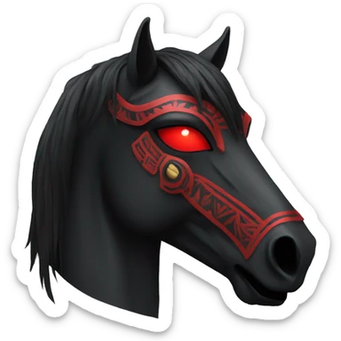 Black Horse mask with red and vertical eyes and tribal style sticker
