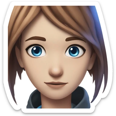 Chloe Price from Life is Strange, brown hair with a strip of blue, blue eyes, portrait sticker