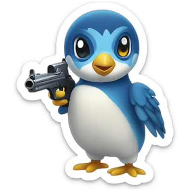 Piplup with gun sticker