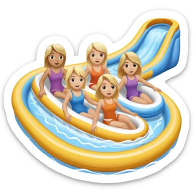 2 girls and 2 guys on the lazy river waterslide. 1 girl and 1 guy have blonde hair and 1 girl and 1 guy have brown. we are all very pale. 4 PEOPLE  sticker
