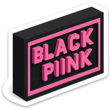 BLACKPINK-inspired object, black and pink colors, blocky and 3D pixelated look sticker