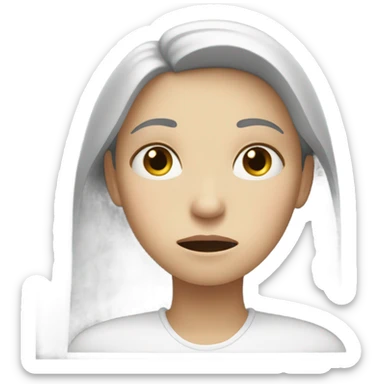 white woman hiding his face using hands, overwhelmed, sad expression sticker