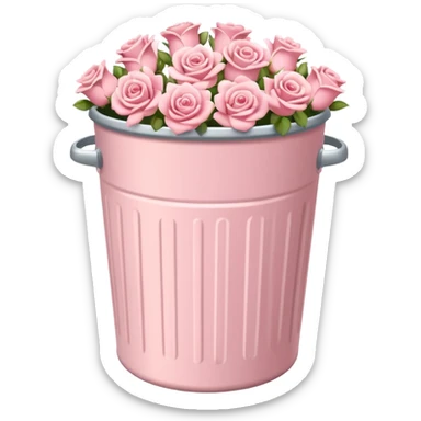 Flowers in pastel pink trash can  sticker