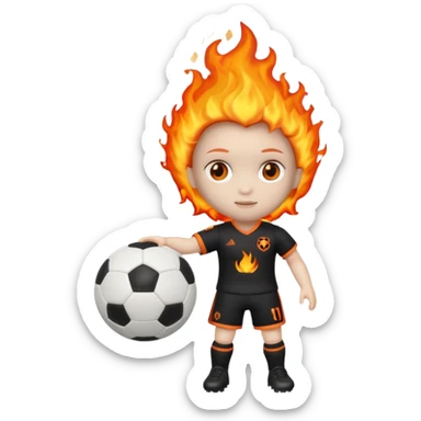 Boneca segurando uma Bola de futebol queimando sticker