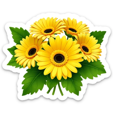 bouquet Sunshine Yellow Gerbera Daisy
, luxuriant, leaf, bud sticker