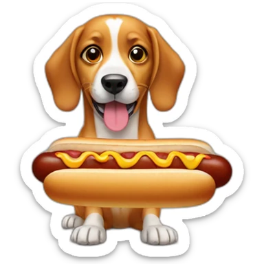 dog wearing hot dog sticker