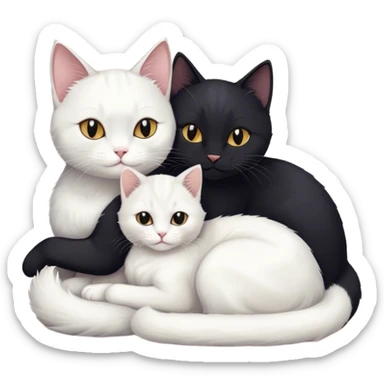 black cat cuddles a white cat sticker