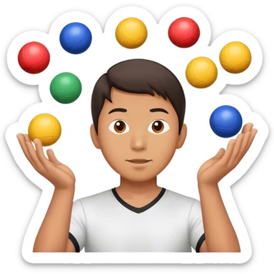 asian man playing juggling 3 ballss sticker