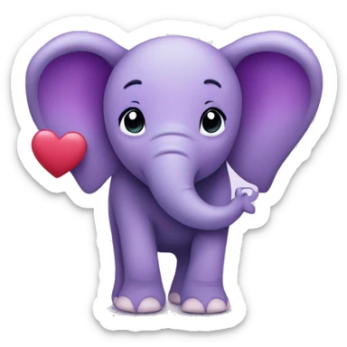 Purple elephant with hearts ￼ sticker