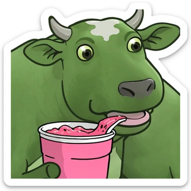 Cow eating pink slop sticker