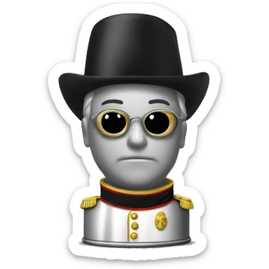 Plain unlabeled silver beer can wearing a Napoleon Bonaparte outfit sticker