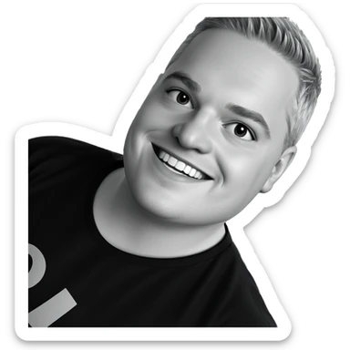 smiling boy in monochrome shirt sticker