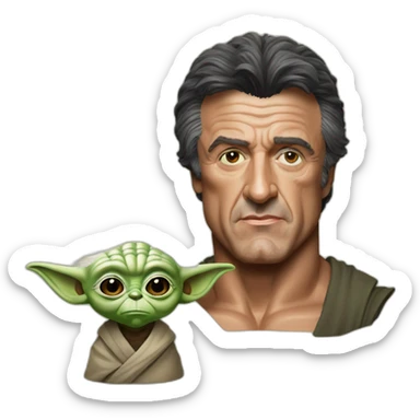 sylvester stallone en yoda sticker