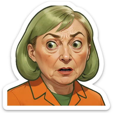 Maine Governor Janet Mills Behind Bars In an Orange Jumpsuit make her more realistic and scared without the mask sticker