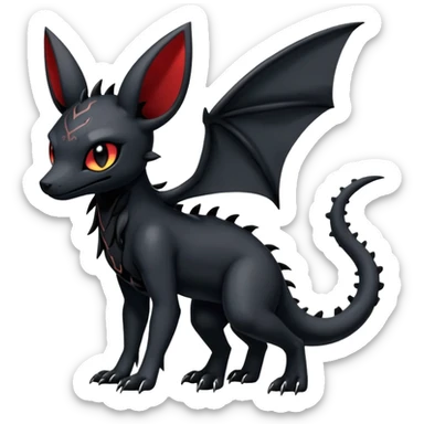 Gothic Edgy Badass Gloomy Cute Dark Salandit-Umbreon-Fakémon-hybrid-creature (full body)  sticker