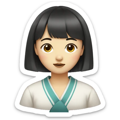 korean girl with bangs sticker