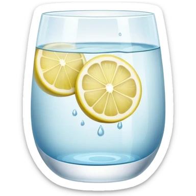 Cinematic realistic glass with water and lemon sticker