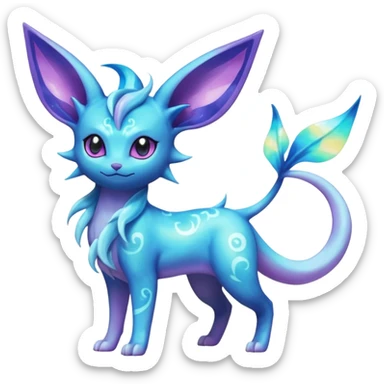 Shiny Nebulae Espeon-Lumineon-Vaporeon-Amaura-Glaceon-Dragonair-Fakémon-hybrid-creature (full body)  sticker