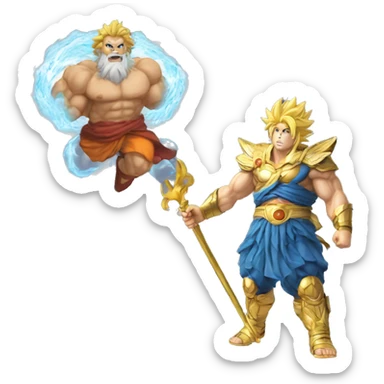 Zeus and Goku on the Nimbus sticker
