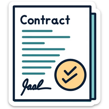 financial document contract with signature line and money symbol sticker