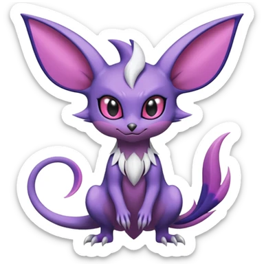 Shiny Cute Noibat-Noivern-Espeon-Silvally-Fakémon-hybrid-creature (full body)  sticker