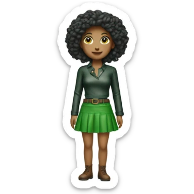 Green leather mini skirt isolated sticker
