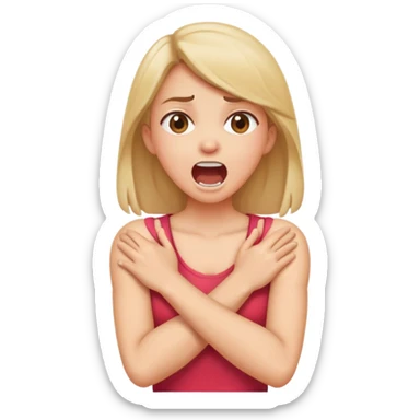  Arms crossed holding neck screaming girl sticker