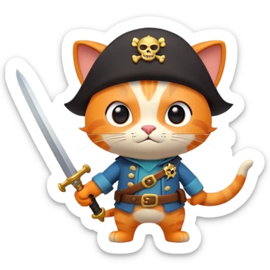Kwazii from Octonauts, adventurous orange cat pirate holding a sword sticker