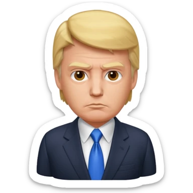 no... TAKE THE TRUMP CHARACTER SO THAT WE ARE LOOKING DOWN AT HIM FROM AN ISOMETRIC OVERHEAD ANGLE sticker