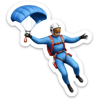 A base jumper soaring through the sky, with a parachute deployed, gliding over a dramatic cliffside or tall building. The background showcases a vast landscape below, with clouds and open skies, emphasizing the adrenaline and freedom of the sport sticker