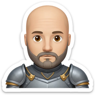 bald knight with beard, grey armor sticker